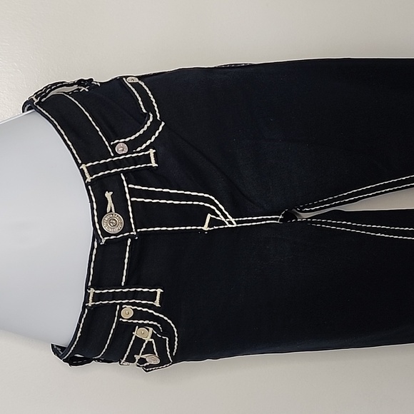 True Religion Billie Dark Blue Jeans with White Stitching, Mid-Rise, Size 27 - Picture 2 of 11
